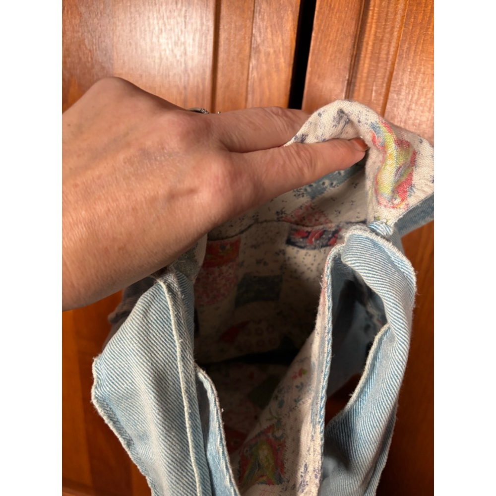 Vintage 70s Chambray Denim Jacket & Purse Set Flower Power Boho Hippie - Picture 11 of 12